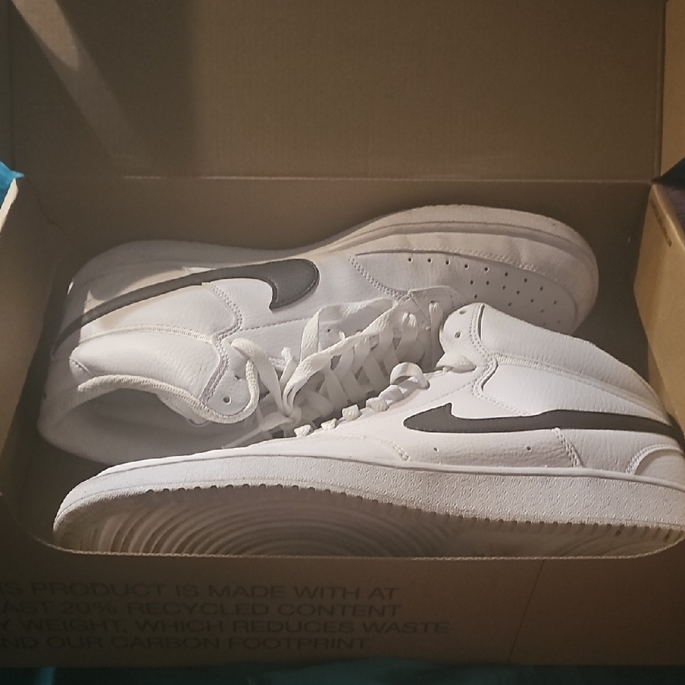 Nike White and Black Sneakers Mid-Top Design